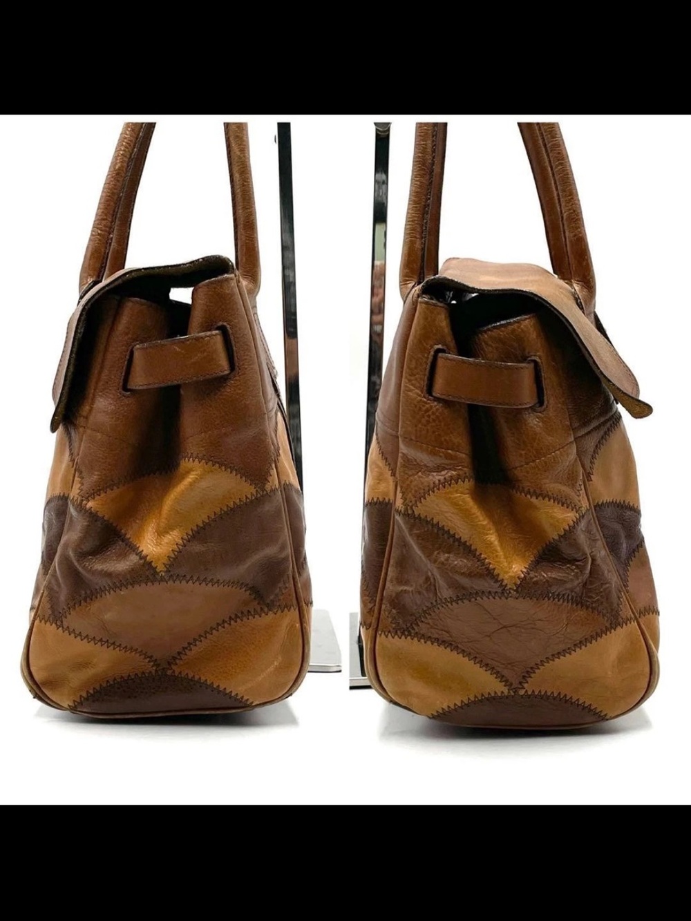 Mulberry Two-Tone Brown Patchwork Shoulder Bag - Picture 4 of 11